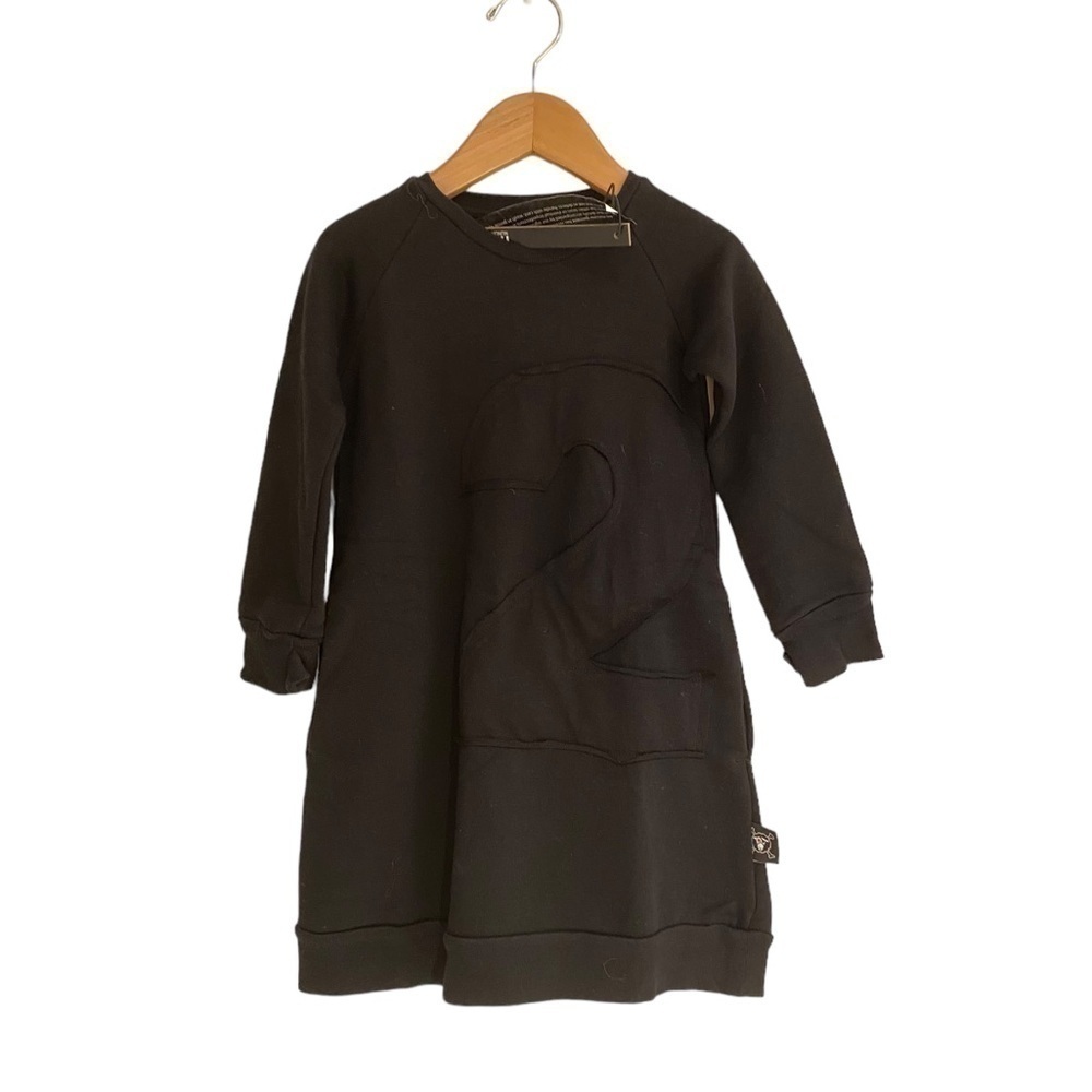 NUNUNU “2” patch sweater dress (sizes 18-24m & 2-3)